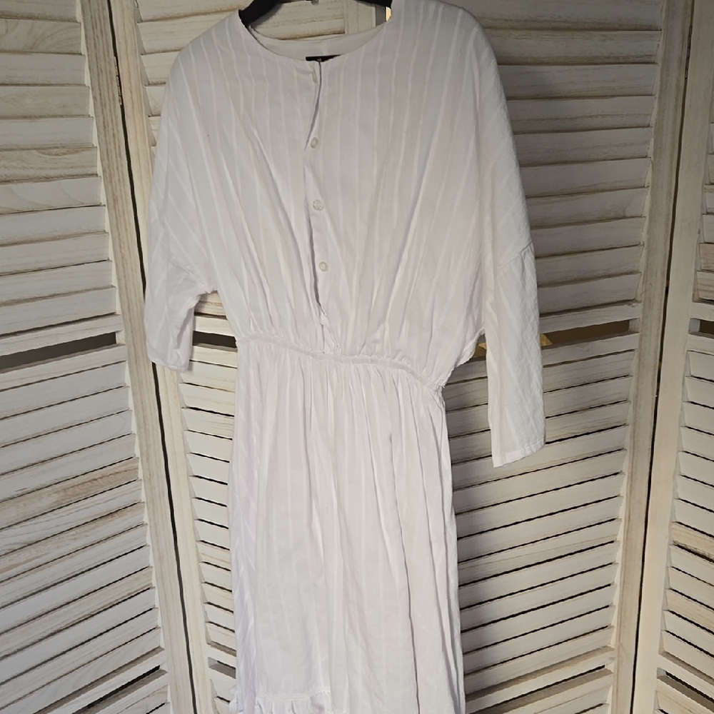 White Button-Up Women's Dress